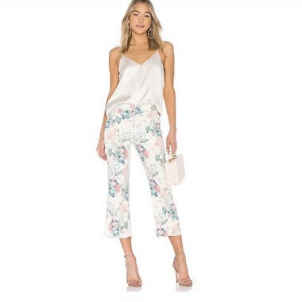 PARKER Ivory Floral Cropped Ankle Midrise Pants 4 SMALL Spring Revolve $345 EUC